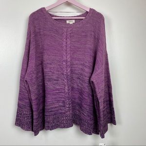 Style & Co Grape OmbrΓ© marl, fluted sleeves Sz 2X warm cozy sweater New